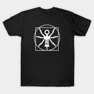 Vitruvian man wine cork screw Leonardo Da Vinci T-Shirt